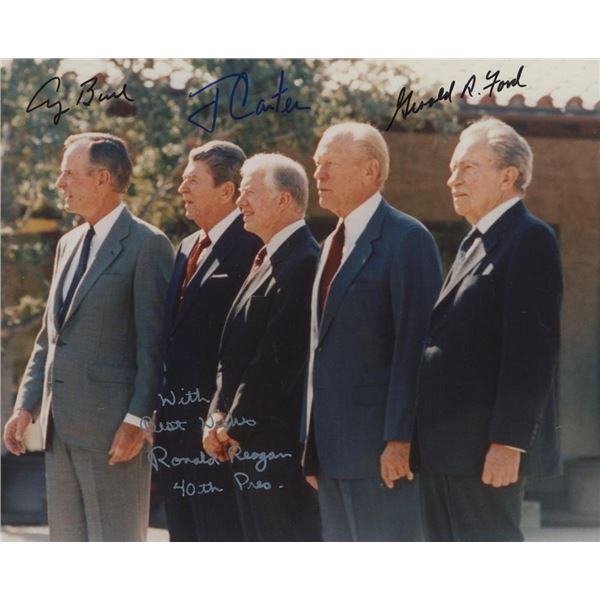 4 American Presidents signed photo. GFA Authenticated