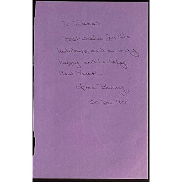 The Jack Benny Show Joan Benny Signed Letter