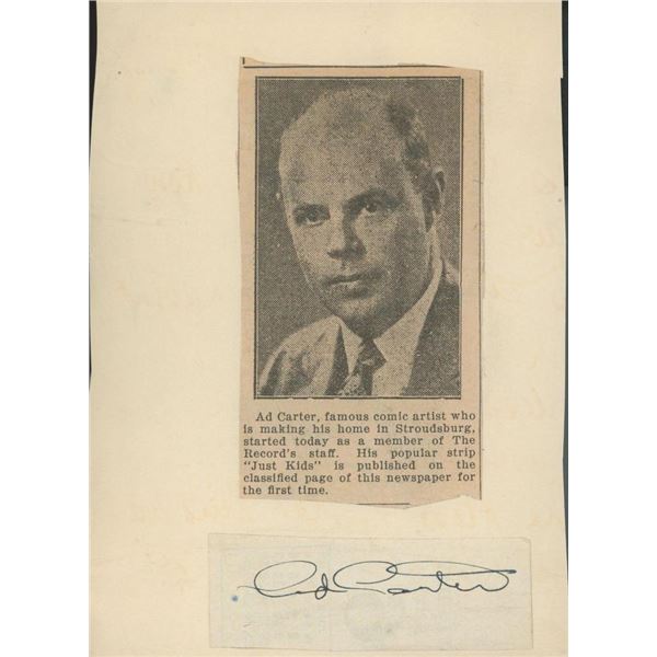 Ad Carter newspaper clip and signature