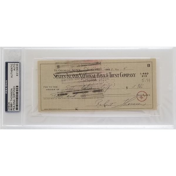 Boston Red Sox Bobby Thomson encapsulated signed check