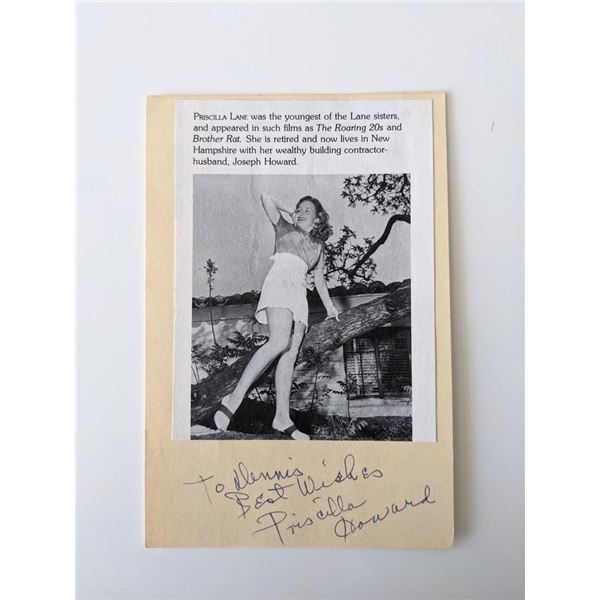 The Roaring Twenties Priscilla Lane Howard signed photo card