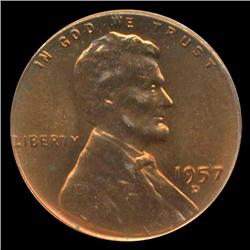 1957D Lincoln Cent GEM Graded MS67 RED (COI-4239)