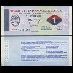 1995 Argentina 1 Australes San Juan Emergency Note Crisp Uncirculated (CUR-05569)