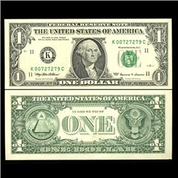 1999 $1 Federal Reserve Note Crisp Unc FANCY NUMBER (CUR-05975)
