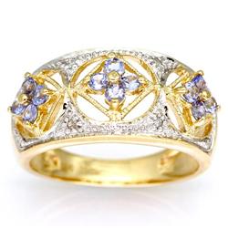1.12Ct Natural Tanzanite & Diamond 9K Gold Ring (JEW-9128X)