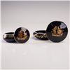 Image 2 : 2pc Limoges Cobalt Blue and Gold Trim Lidded Boxes with Courting Scene