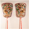 Image 2 : Pair of Chinese Embroidered Festival Shields with Dragon and Phoenix