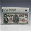 Image 1 : 1907 $5 U.S Legal Tender "Woodchopper Note"  PMG Graded 58 Choice About Unc