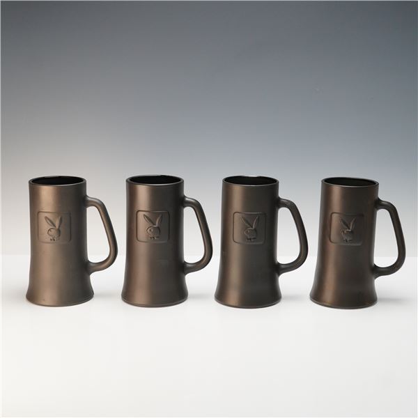 4pc Playboy Matte Black Beer Steins