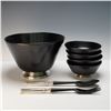 Image 2 : 7pc Sterling Silver & Mahogany Salad Set