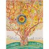Image 1 : Juan Romero, Large Original Watercolor on Paper, Belgian Tree, Signed