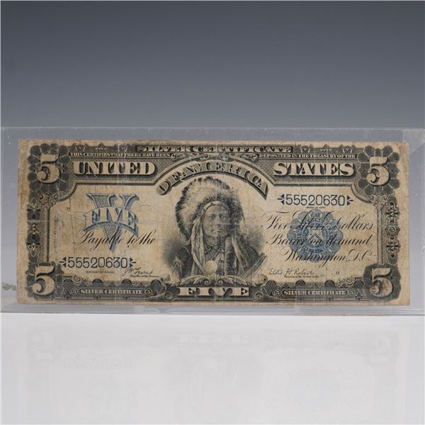 1899 $5 Silver Certificate Indian Chief Banknote