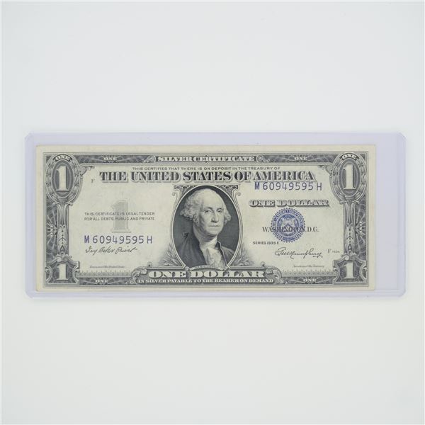 1935 United States $1 Blue Seal Silver Certificate Banknote with Error