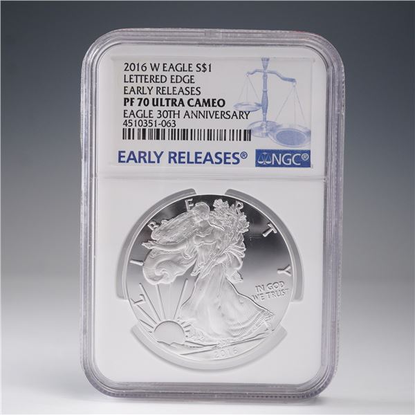 2016-W US 1oz Silver Eagle NGC PF70 UCAM Lettered Edge