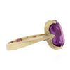 Image 4 : Vintage 14K Yellow Gold Oval Prong Solitaire Pink Stone w/ Scalloped Basket Ring