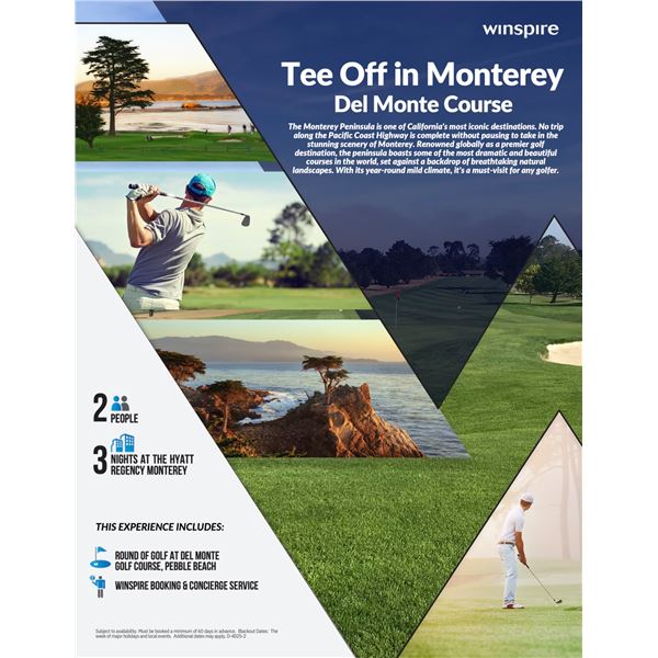 MONTEREY CA GOLF AND STAY 3 NIGHTS 2 GOLFERS