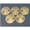 Image 1 : Lot of 5 - 2004 American Eagle 1oz Silver Dollars