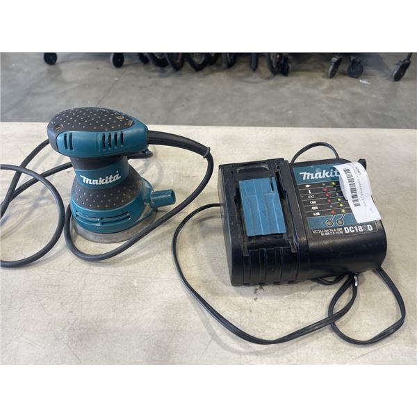 MAKITA ORBITAL SANDER AND DC18SD BATTERY CHARGER