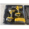 Image 2 : CASED DEWALT 18V DRILL, IMPACT AND CHARGER WITH 2 BATTERIES