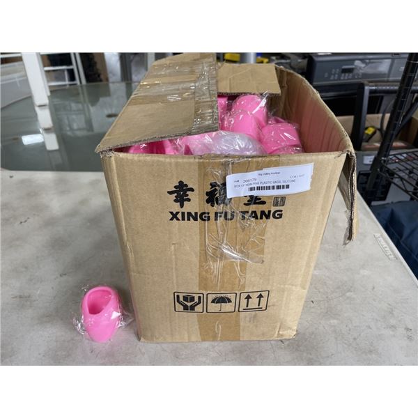 BOX OF NEW PINS PLASTIC BAGS, SILICONE BUNNY HEAD MOLDS AND MORE