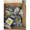 Image 2 : BOX OF NEW METAL INSERT ADAPTERS, COPPER COUPLINGS GANG DEVICE BOXES AND MORE