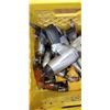 Image 2 : CRATE AND TRAY OF ASSORTED TOOLS, BLADES, SANDING DISCS, ETC