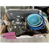 Image 2 : TRAY OF STRAINERS, WORKING GRIDDLE, AND AERVOID THERMAL HOT/COLD DISPENSER MISSING LID