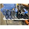 Image 1 : LARGE TOTE OF RUBBER AND WINTER BOOTS, ASSORTED SIZE AND BOX OF SHOES AND BOOTS