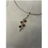 Image 2 : STERLING SILVER W/ 4 AMBER PENDANT CHOKER NECKLACE MARKED 925