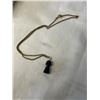 Image 2 : VINTAGE GOLD FILLED CHAIN W/ BLACK CORAL MUSHROOM PENDANT NECKLACE