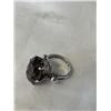 Image 3 : VINTAGE STERLING SILVER W/ GENUINE SMOKEY TOPAZ STONE PINKY RING