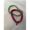 Image 1 : 2 GREEN AND RED JADE BEADS STRETCH BRACELETS