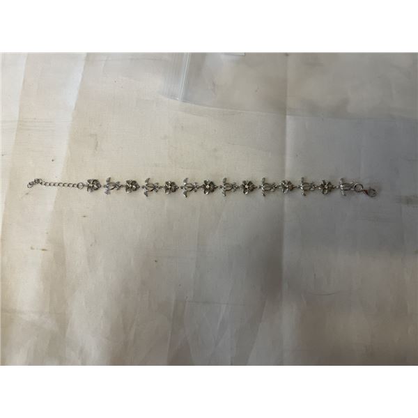 925 STERLING SILVER TURTLE AND FLOWERS BRACELET