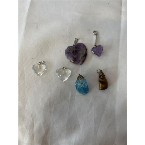 6 SEMI PRECIOUS STONE PENDANTS