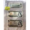 Image 1 : 3 MINT 1973 CANADIAN $1 BILLS 2 IN SEQUENCE