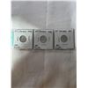 Image 1 : 3 EARLY QUEEN ELIZABETH II SILVER DIMES 1959, 1960, 1961 .800 SILVER