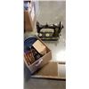 Image 1 : VINTAGE SEAMSTRESS ROTARY SEWING MACHINE AND VINTAGE ITEMS INCLDUING WASHBOARD, KNIFE SHARPENER ETC