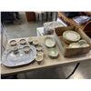 Image 1 : LOT OF ENGLISH CHINA AND BLUE WILLOW PLATTER ANS CUPS
