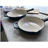 Image 2 : 2 TRAMONTINA CAST IRON NON  STICK PANS AND LEATHER PLACEMATTS