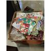 Image 2 : TOTE AND BOX OF ASSORTED CHRISTMAS DECOR AND GIFT BAGS ETC