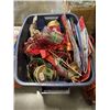 Image 3 : TOTE AND BOX OF ASSORTED CHRISTMAS DECOR AND GIFT BAGS ETC