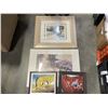 Image 2 : 4 FRAMED PRINTS - 2 SIGNED AND 2 WOODEN MASKS