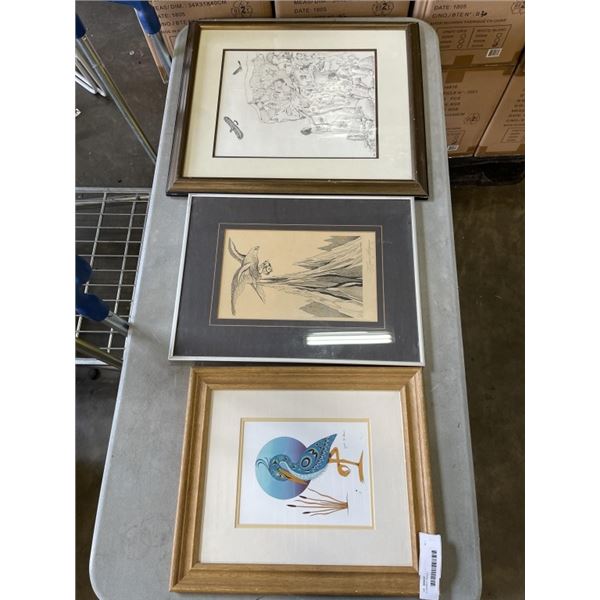 3 FRAMED PRINTS