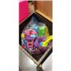 Image 3 : STORAGE FOOT STOOL WITH INFLATABLES AND NEW KIDS BEACH TOYS