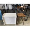 Image 1 : ANTIQUE CHAIR AND WHITE NIGHT STAND