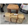 Image 1 : RATTAN TRUNK AND LEATHER FOOT STOOL