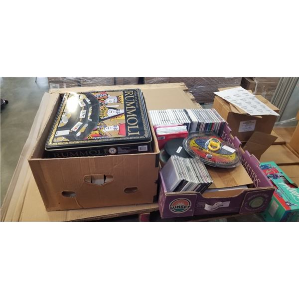 BOX OF ASSORTED PAPERBACK NOVELS AND TRAY OF CDS