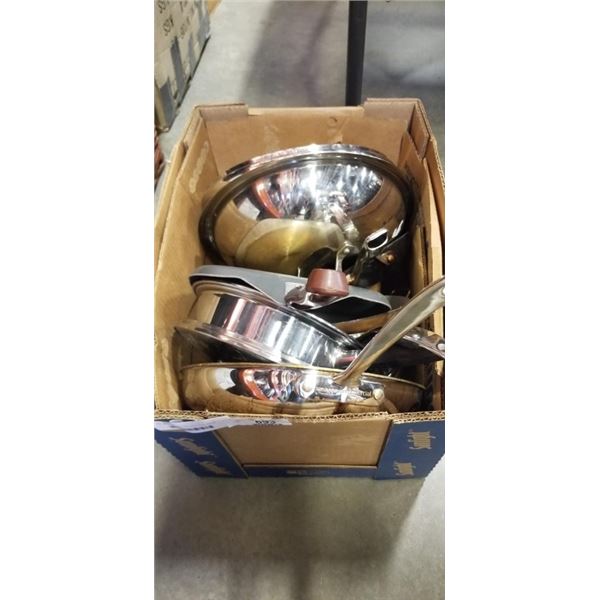 LOT OF STAINLESS AND NON STICK POTS AND PANS