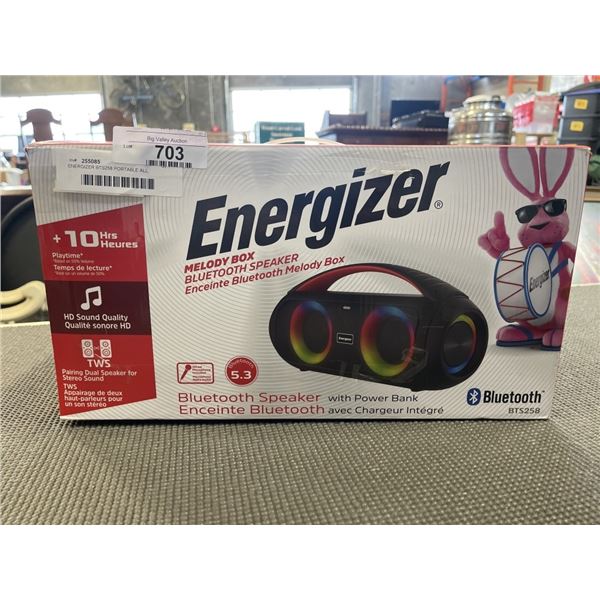 ENERGIZER BTS258 PORTABLE ALL WEATHER WIRELESS RECHARGABLE SPEAKER WITH MIC - TESTED WEORKING, RETAI