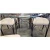 Image 4 : GLASS TOP METAL BASE DINING TABLE W/ 4 CHAIRS
